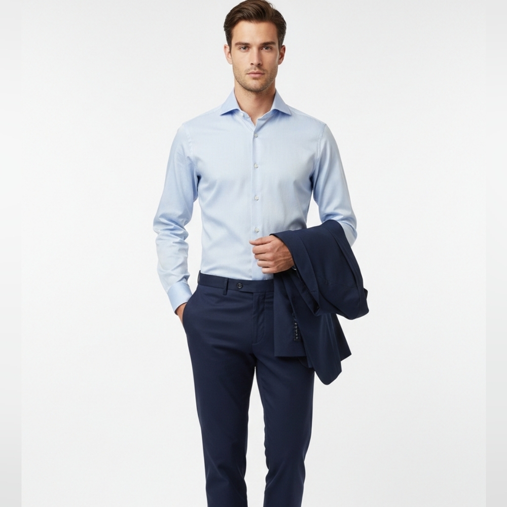 Eton Contemporary Fit Light Blue Signature Twill Dress Shirt Size 16 / 41